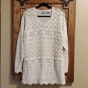 Simpatico Sportswear 90s Cream Knit Cotton Ramie Sweater Size Small